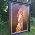 Vintage groot olieverf vrouwelijk naakt Hub  van Winkel, Antiek en Kunst, Ophalen