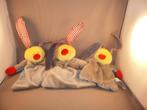 3x Bambino tut doek konijn grijs/blauw gespikkeld en groen, Kinderen en Baby's, Speelgoed | Knuffels en Pluche, Ophalen of Verzenden