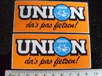 2x sticker union logo da's pas fietsen! oranje, Verzamelen, Verzenden, Zo goed als nieuw, Merk