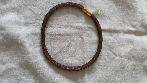 Swarovski ketting, Stardust, roze kristallen in tube met gou, Sieraden, Tassen en Uiterlijk, Kettingen, Zo goed als nieuw, Steen of Mineraal