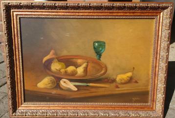 ~1930 Stilleven met peren, J. Casari, olieverf op paneel beschikbaar voor biedingen