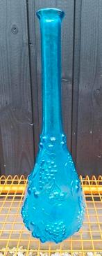 Blauwe vintage Empoli karaf fles glaswerk stopfles glazen, Antiek en Kunst, Ophalen of Verzenden
