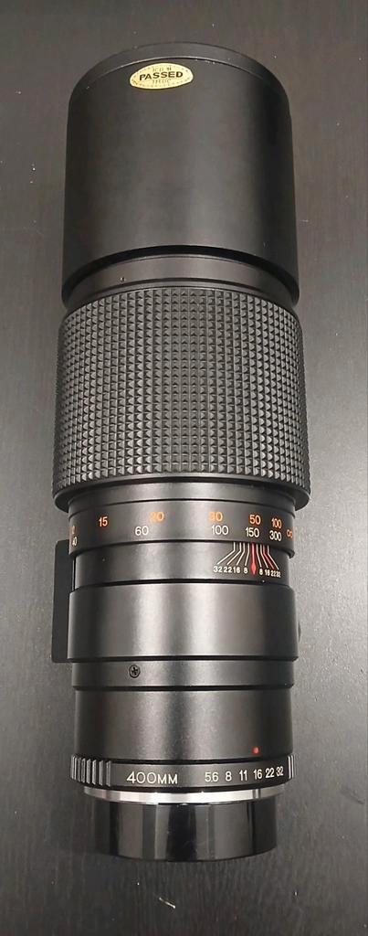 400mm tele-autolens analoge camera + leder beschermkoker, Audio, Tv en Foto, Fotografie | Lenzen en Objectieven, Zo goed als nieuw