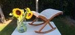 Vintage Schommel Voetenbankje met nieuwe stoffering, Huis en Inrichting, Hout, Gebruikt, Vintage, Vintage