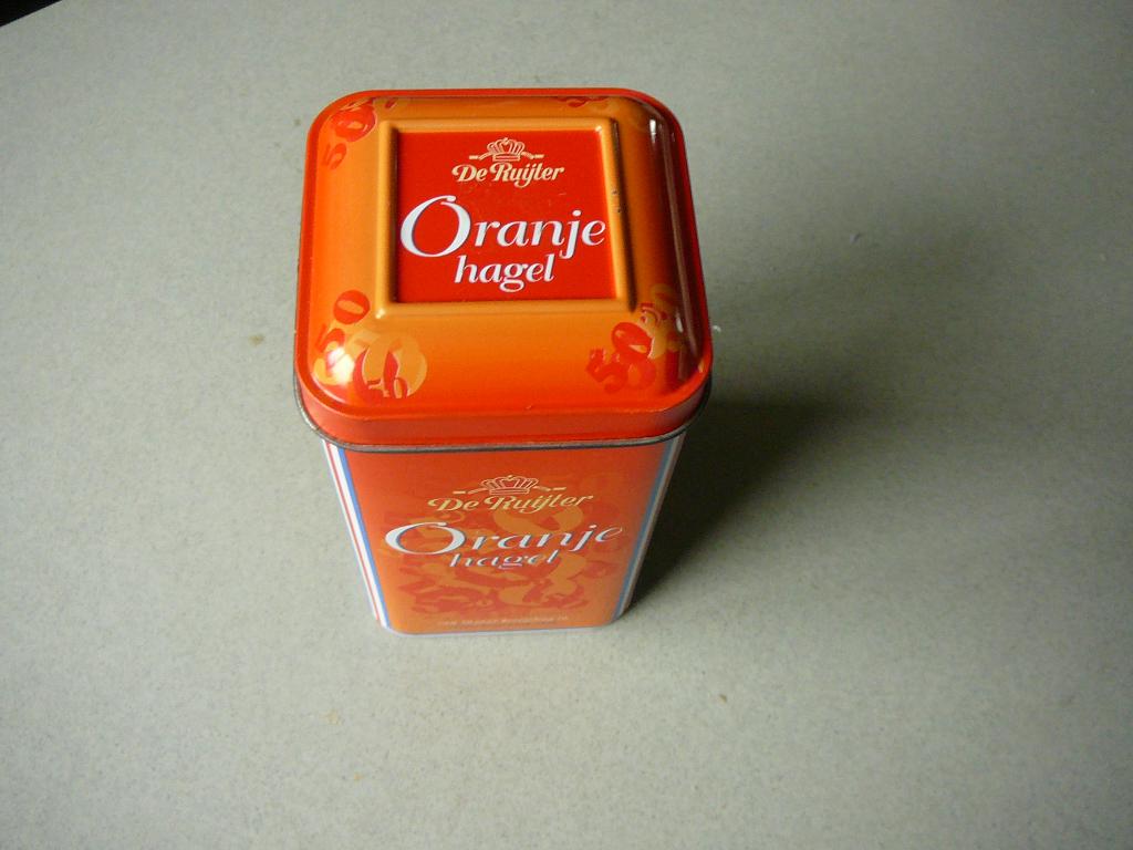blikje de Ruijter oranjehagel 50 jaar bevrijding in Nederlan, Verzamelen, Blikken, Ophalen of Verzenden, Overige