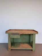 Werkbank / Sidetable Groen Verweerd Hout, Ophalen, Gebruikt, 75 cm of meer, 60 cm of meer