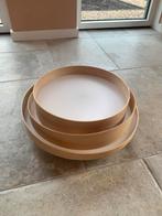 Houten Plafondlamp met Witte Kap, Ophalen, Zo goed als nieuw, Hout
