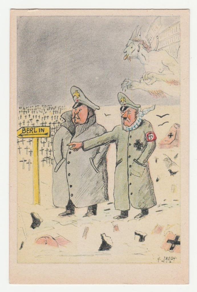 Hitler en Goring.  2e Wereldoorlog.  Illustrateurs., Verzamelen, Ansichtkaarten | Themakaarten, Ongelopen, 1940 tot 1960, Overige thema's