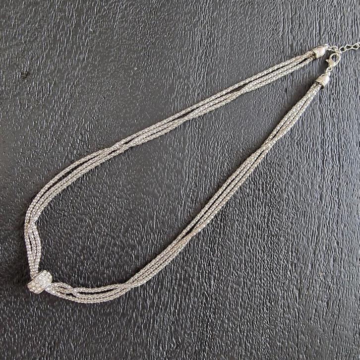 Prachtige Multi-stand-ketting met hanger, Sieraden, Tassen en Uiterlijk, Kettingen, Zo goed als nieuw, Zilver, Zilver, Met hanger