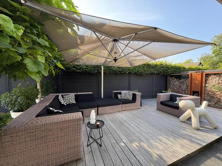 Borek parasol 3,5x3,5m, Tuin en Terras, Parasols, Gebruikt, Zweefparasol, 3 tot 4 meter, Kantelbaar, Verstelbaar, Ophalen