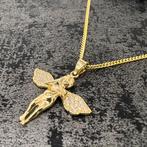 14k gouden ketting met engel hanger, Ophalen of Verzenden, Nieuw, Goud