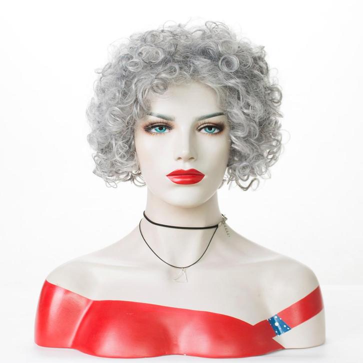 Dames Half Lange Grijze Krullen Pruik Haren Vrouwen Grijs, Sieraden, Tassen en Uiterlijk, Uiterlijk | Haarverzorging, Nieuw, Pruik of Haarverlenging