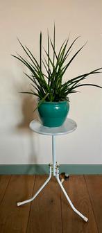 Vintage marmeren plantentafel Denemarken – wit, grijs & goud, Huis en Inrichting, Woonaccessoires | Zuilen en Pilaren, Ophalen