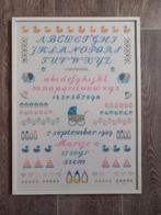 Geboorte merklap geborduurd 39 x 54 cm, Ophalen of Verzenden, Zo goed als nieuw, Schilderij