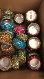 Mozaïek waxinelichthouder met pailletten, Overige materialen, Wit, Ophalen of Verzenden, Zo goed als nieuw