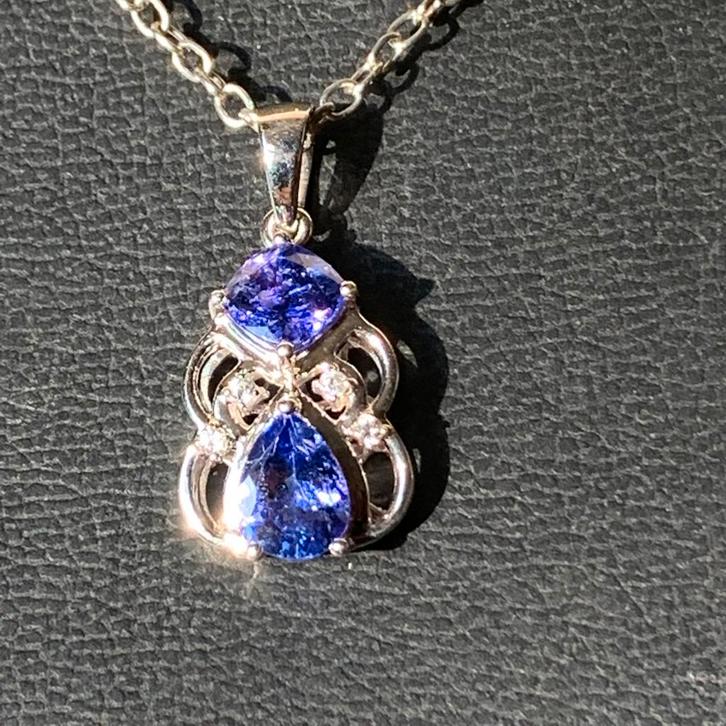 Tanzaniet engel hanger geluk beschermt intuïtie eyecatcher, Sieraden, Tassen en Uiterlijk, Kettingen, Nieuw, Zilver, Blauw, Met edelsteen