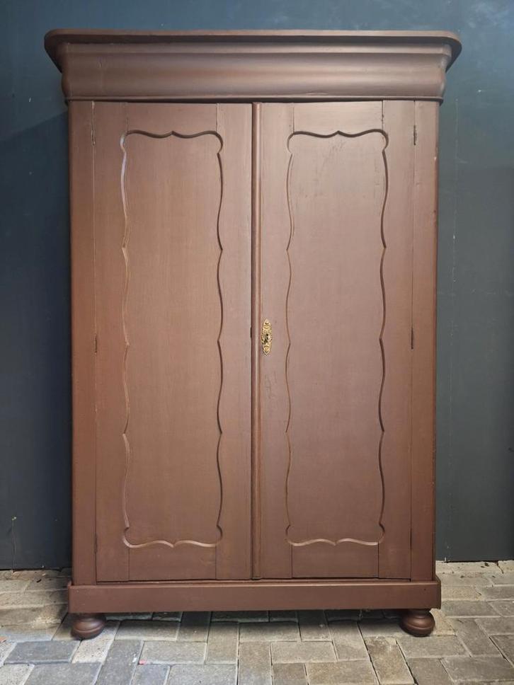 Bruine biedermeier linnenkast kledingkast!, Antiek en Kunst, Antiek | Meubels | Kasten, Ophalen of Verzenden
