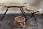 Rohe rotan tafel / plantentafel / bijzettafel, Huis en Inrichting, Tafels | Bijzettafels, Ophalen, Minder dan 45 cm, Gebruikt