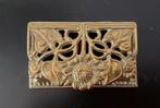 Art Nouveau Jugendstil koperen postzegeldoosje zonnebloem, Ophalen of Verzenden