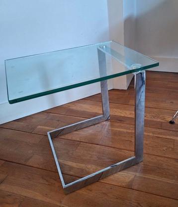 Design Bijzettafel Glas & Chroom beschikbaar voor biedingen