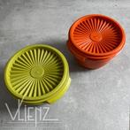 2 Vintage retro Tupperware bakjes sterrendeksel oranje groen, Gebruikt, Tupperware, -, -
