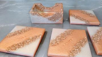 Epoxy onderzetter set met houder  beschikbaar voor biedingen