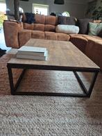 Salontafel Eiken met Stalen Onderstel, Ophalen, 100 tot 150 cm, Eikenhout, 50 tot 100 cm