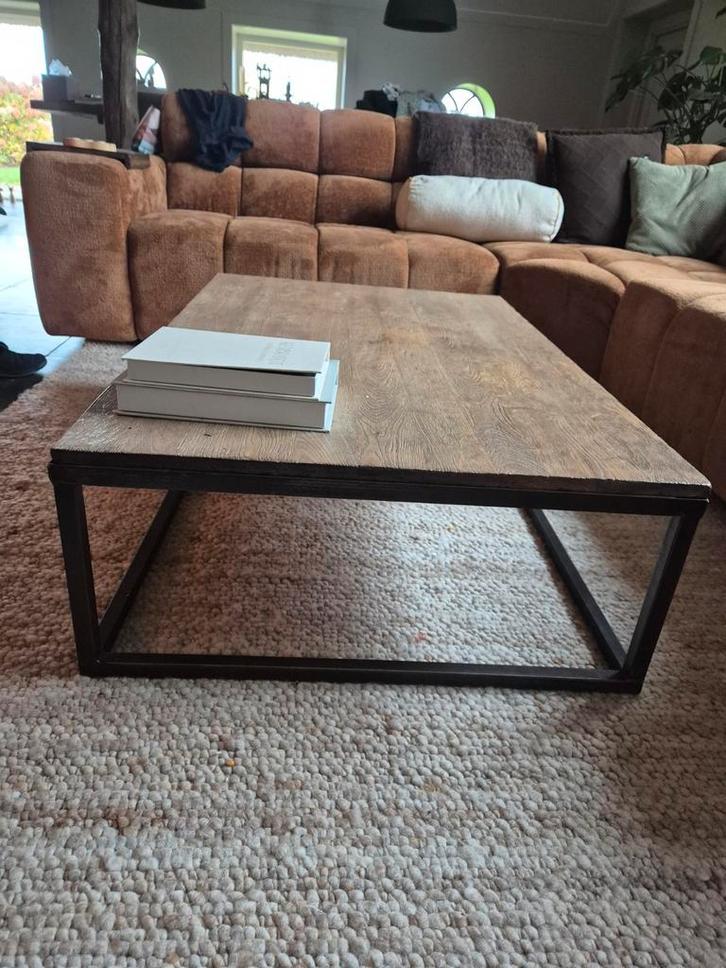 Salontafel Eiken met Stalen Onderstel, Huis en Inrichting, Tafels | Salontafels, Zo goed als nieuw, Minder dan 50 cm, 50 tot 100 cm