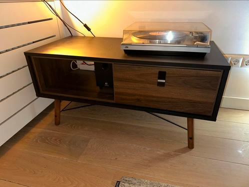 Salontafel met lade 100x48x50cm matzwart en walnoot, Huis en Inrichting, Tafels | Salontafels, Gebruikt, Minder dan 50 cm, 50 tot 100 cm