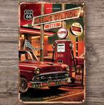Route66 benzinepomp. Metalen bord 20x30cm, Verzenden, Nieuw