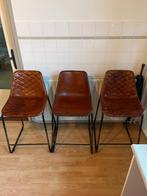 Cognac barkrukken, Huis en Inrichting, Ophalen, Gebruikt, Met voetsteun, 60 tot 90 cm