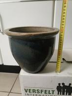 Blauwe plantenpot, ook voor buiten, afwaterings gaten., Tuin en Terras, Bloempotten, Ophalen, Rond, Zo goed als nieuw, Minder dan 40 cm