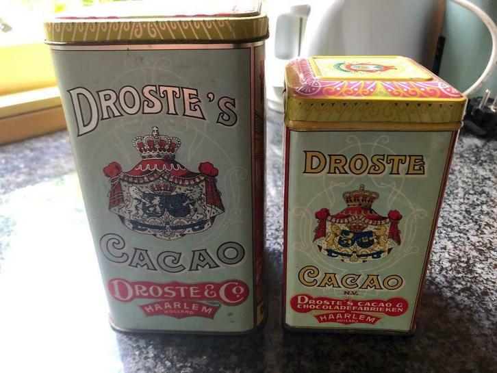Twee cacaoblikken Droste, Verzamelen, Blikken, Gebruikt, Overige, Droste, Ophalen of Verzenden
