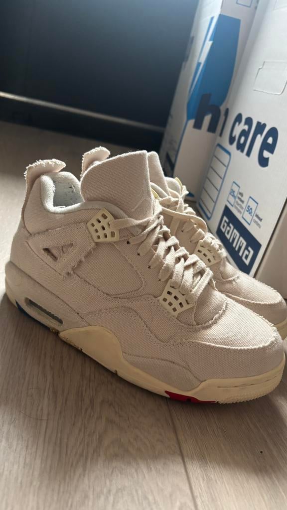 Nike Air Jordan 4 Retro Blank Canvas beige sneakers maat 38, Kleding | Dames, Schoenen, Ophalen of Verzenden, Zo goed als nieuw