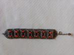 Zilveren filigrain armband met bloedkoralen kralen (19 cm), Tweedehands, Tweedehands, Tweedehands, Ophalen of Verzenden