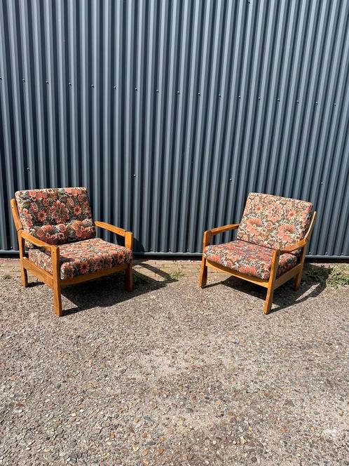 Vintage set fauteuils easy chair gebloemd prijs voor 2 stuk, Huis en Inrichting, Fauteuils, Ophalen of Verzenden