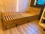 Steigerhouten slaapkamer bed en kast, Ophalen, Gebruikt, 180 cm of meer, 85 tot 100 cm