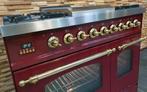 Luxe Fornuis Boretti 90 cm bordeaux rood messing GASOVEN, Witgoed en Apparatuur, Fornuizen, 60 cm of meer, 5 kookzones of meer