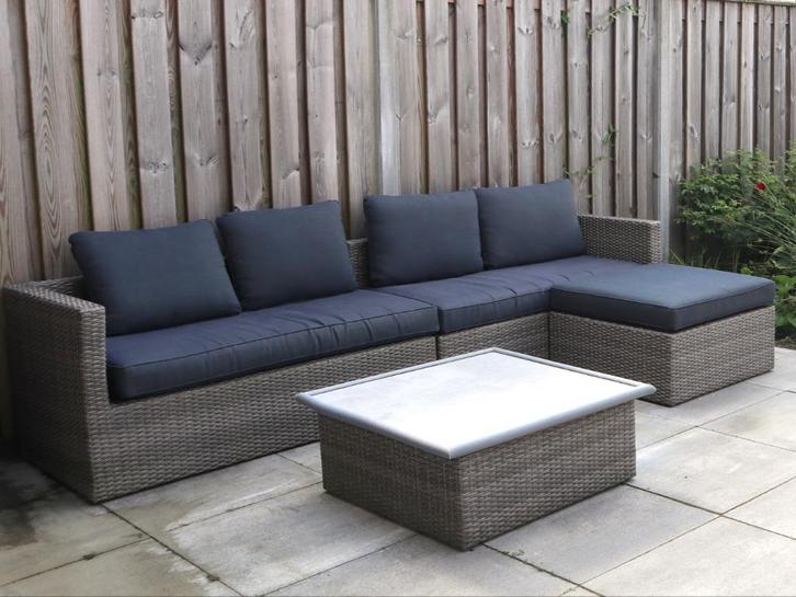 Tuin loungeset, Tuin en Terras, Tuinsets en Loungesets, Gebruikt, Loungeset, Kunststof, Bank, Bijzettafel, Ophalen