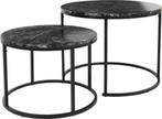 H&S - Collection - Bijzettafelset - 2 - st - zwart, 45 tot 60 cm, Minder dan 55 cm, Rond, Nieuw