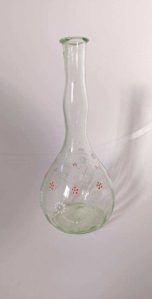 Handbeschilderd uranium karafje, Antiek en Kunst, Antiek | Glas en Kristal, Ophalen of Verzenden