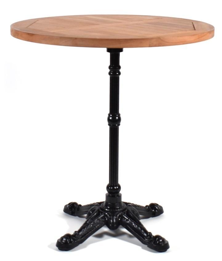 Terrastafel teakhout gietijzer bistro 4 rond 70 cm, Tuin en Terras, Tuinmeubel-accessoires, Nieuw, Ophalen of Verzenden