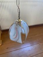 Hanglamp vintage glas messing, Huis en Inrichting, Lampen | Hanglampen, Ophalen, Gebruikt, 50 tot 75 cm, Vintage
