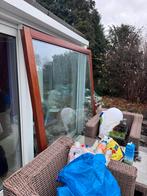 Schuifdeur met dubbel glas, Ophalen of Verzenden, Gebruikt, Bruin, 200 cm of meer