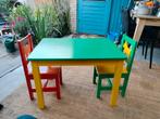 75 x 53 cm echt houten tafel en stoelen, Ophalen, Gebruikt