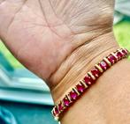 Vintage Zilver Vermeil Tennisarmband met Roze Topaas, Ophalen of Verzenden, Gebruikt, Zilver