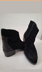 Aqa zwart leren enkellaarsjes maat 38, Ophalen of Verzenden, Zo goed als nieuw, Zwart