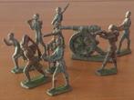 Acht soldaten en kanon antiek speelgoed uit Engeland van tin, Ophalen of Verzenden