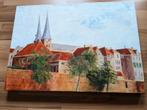 Schilderij van L.vd. Veen = 'Bergkerk/Bergkwartier Deventer', Ophalen