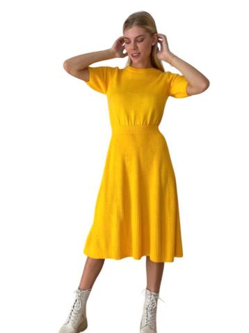 Gebreide jurk geel katoen/viscose maat S/M nieuw beschikbaar voor biedingen